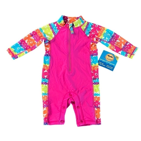 SUN SMARTIES ONE STEP AHEAD BABY GIRL PINK ONSIE SWIMSUIT SIZE 12 MONTHS NWT - Picture 1 of 10